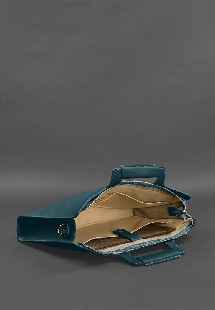 Женская сумка кожаная для ноутбука и документов Зеленый (A-026700) - фото 6