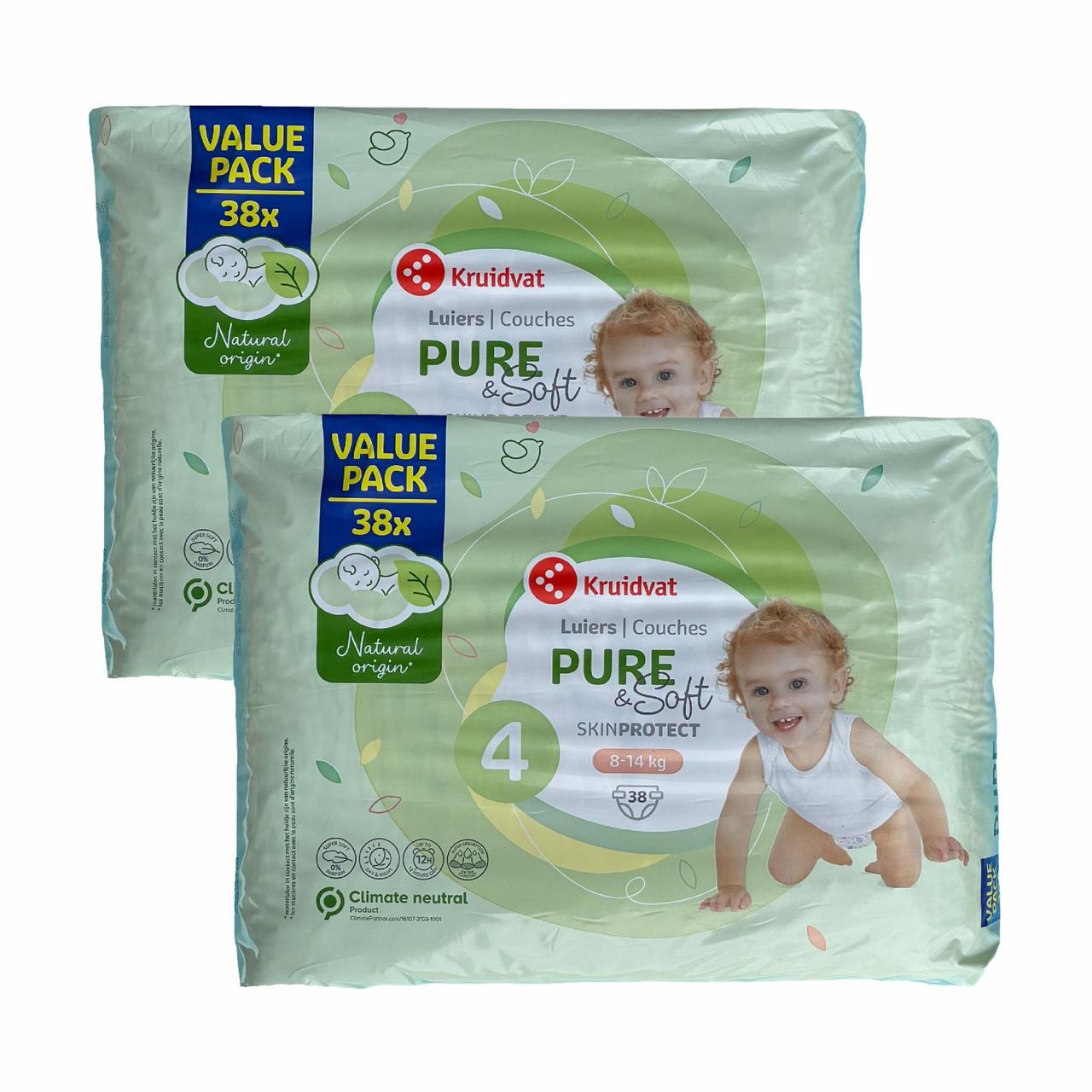 Підгузки дитячі Kruidvat Pure & Soft 4 8-14 кг 76 шт. (2172978352)