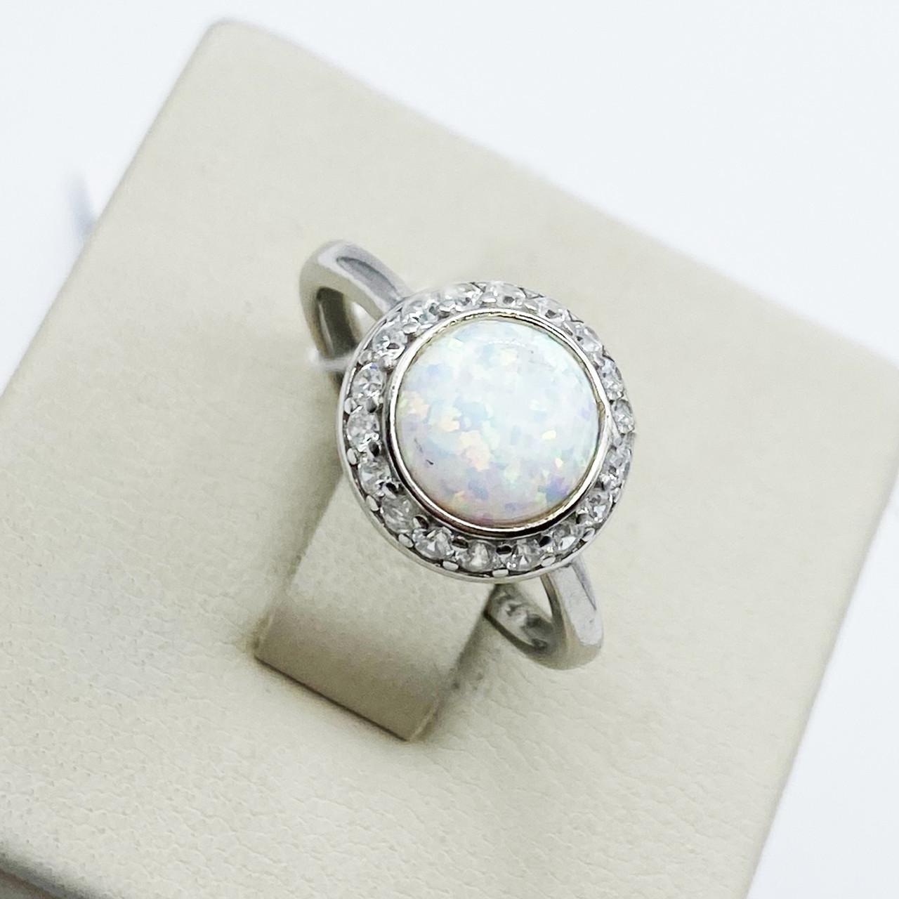 Кольцо серебряное с белым опалом р. 17 2,47 г (1898386482)