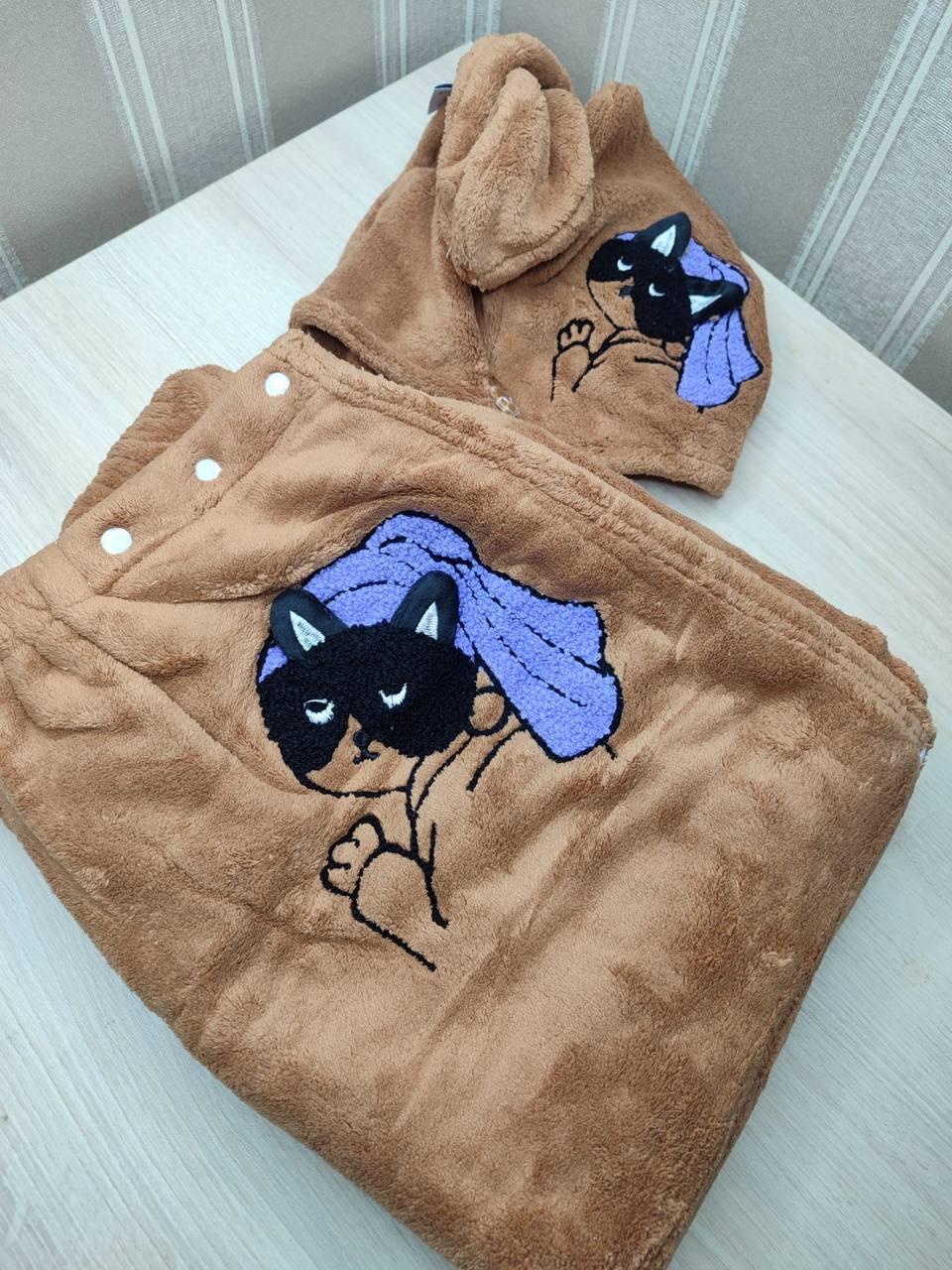 Чалма жіноча з рушником з мікрофібри Світло-коричневий (П4К-saunew-006-23)