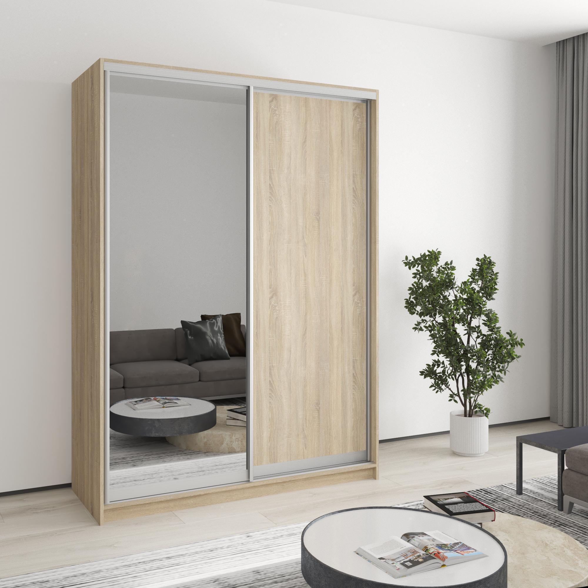 Шкаф-купе двухдверный MebelStar Комбо AL ДСП/зеркало 150x45x210 см Дуб сонома (MBS-2730)