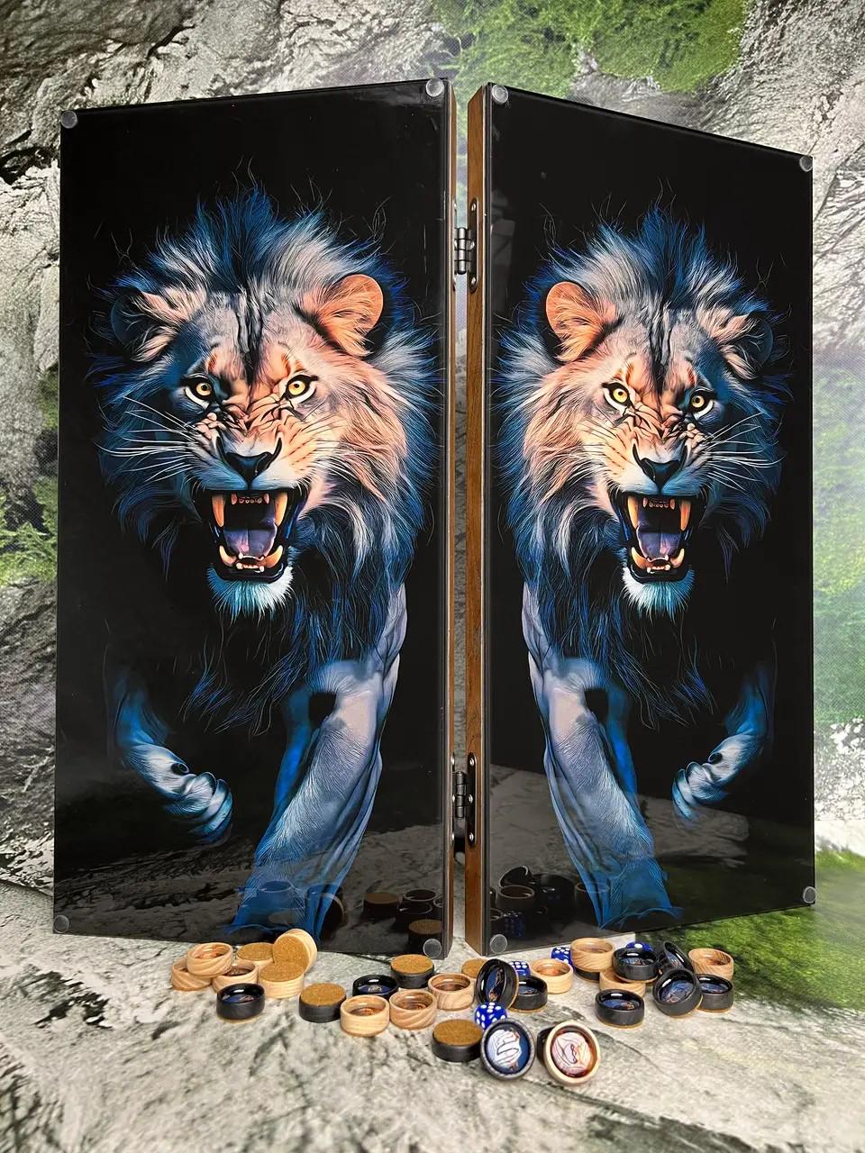 Нарды из дерева и каленого стекла Лев 50 см (Н-179) Нарды из дерева и каленого стекла Лев 50 см (Н-179)