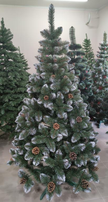 Ялинка штучна Лідія 130 см + шишки Зелений з білими кінчиками - фото 4 Ялинка штучна Лідія 130 см + шишки Зелений з білими кінчиками - фото 4