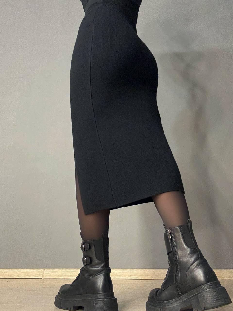 Спідниця жіноча MY FASHION 6808-80 в’язана з розрізом середня довжина One Size Чорний (5788) - фото 2 Спідниця жіноча MY FASHION 6808-80 в’язана з розрізом середня довжина One Size Чорний (5788) - фото 2