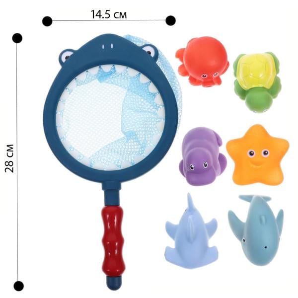 Набор для ванной сачок с игрушками Акула 6 шт. 28 см - фото 4 Набор для ванной сачок с игрушками Акула 6 шт. 28 см - фото 4