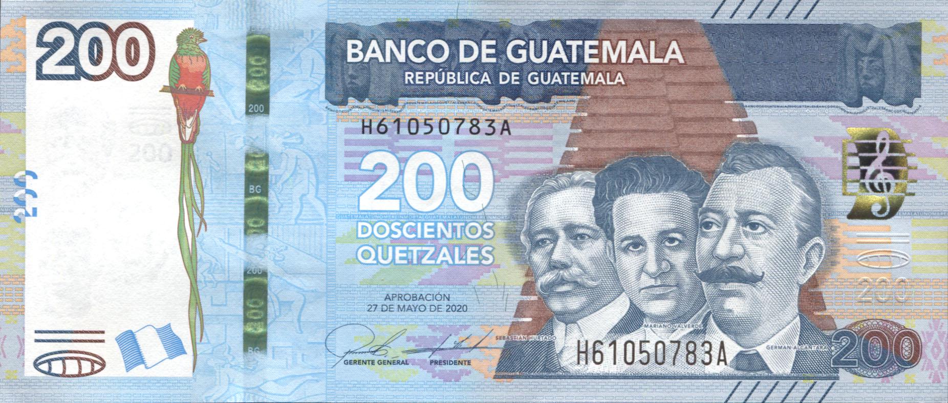 Коллекционная банкнота Гватемала 2020 200 кетцалов P127 UNC Коллекционная банкнота Гватемала 2020 200 кетцалов P127 UNC