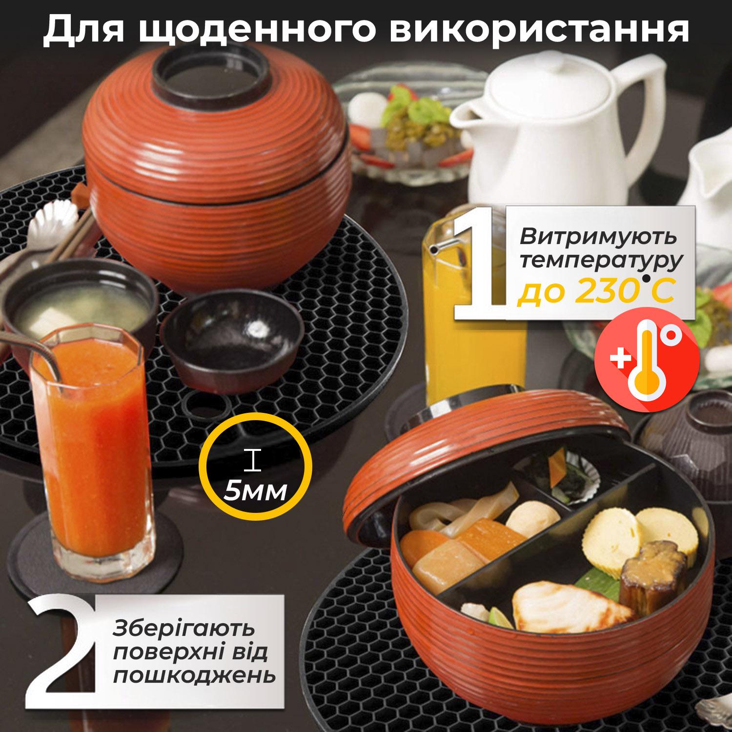 Підставки під гаряче силіконові 3 шт. Чорний - фото 4