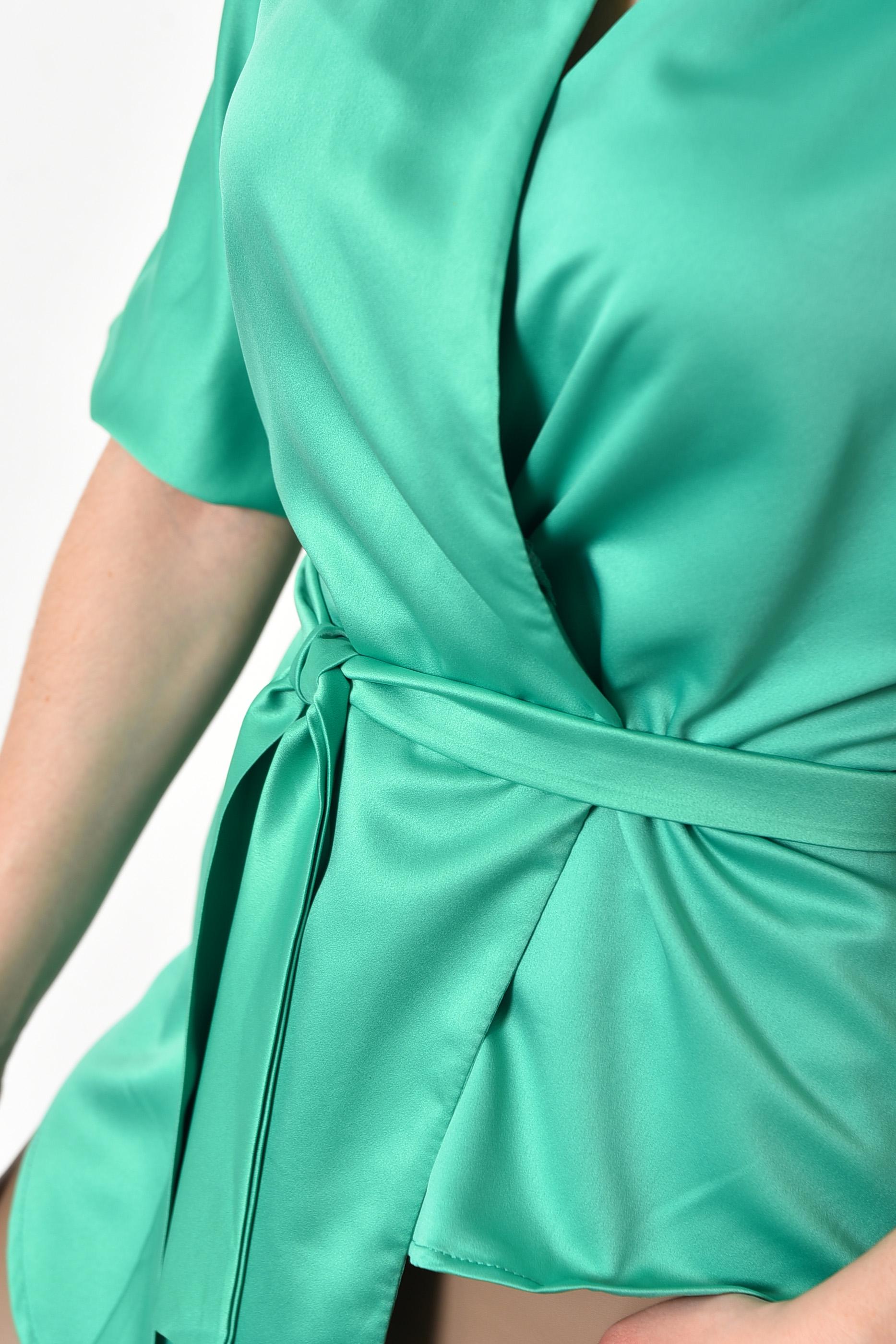 Блуза женская на запах р. 42 Зеленый (173757) - фото 4 Блуза женская на запах р. 42 Зеленый (173757) - фото 4