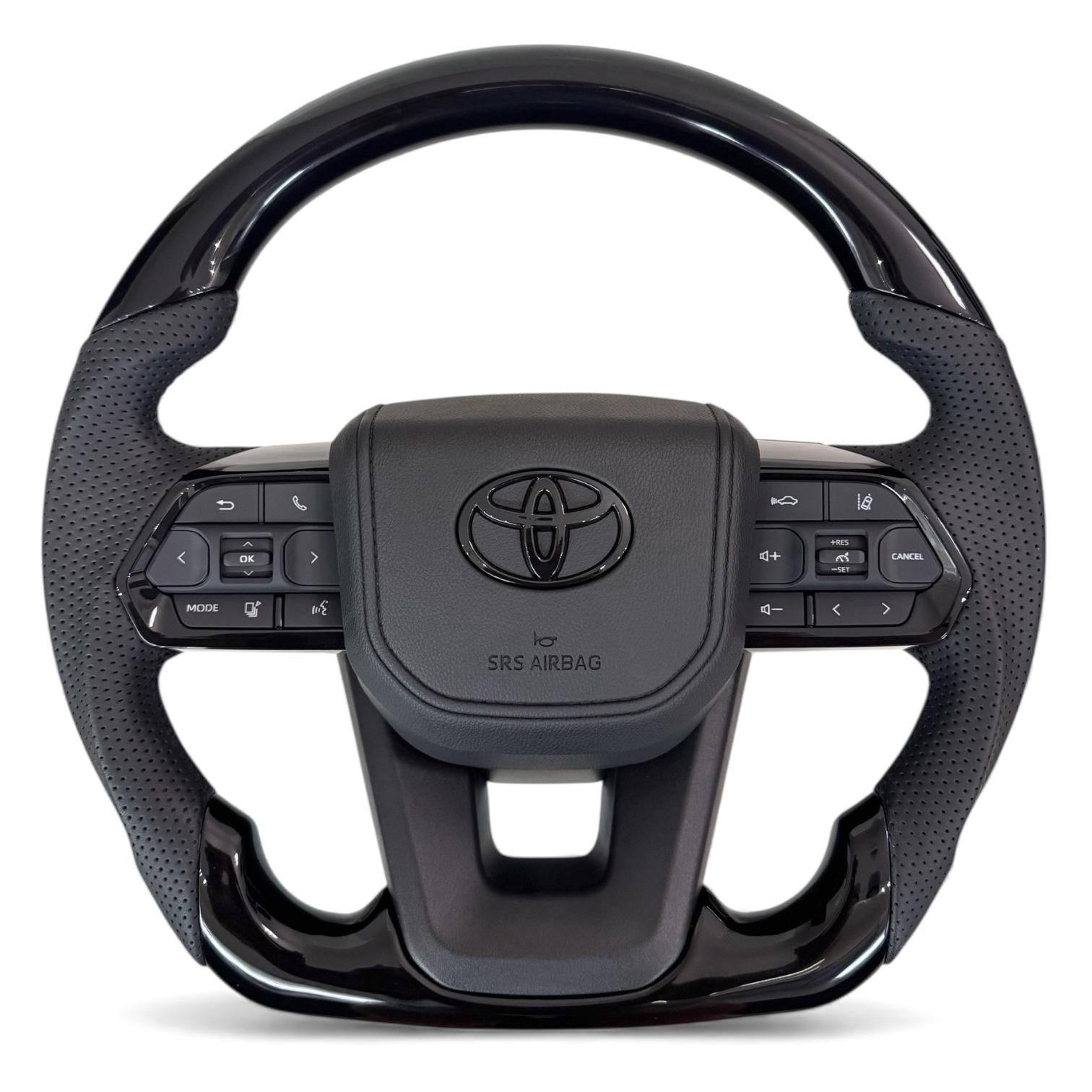 Кермо для Toyota Land Cruiser 200 Prado 150 рояльний лак зі скошеним низом з логотипом Чорний глянець (27640984)