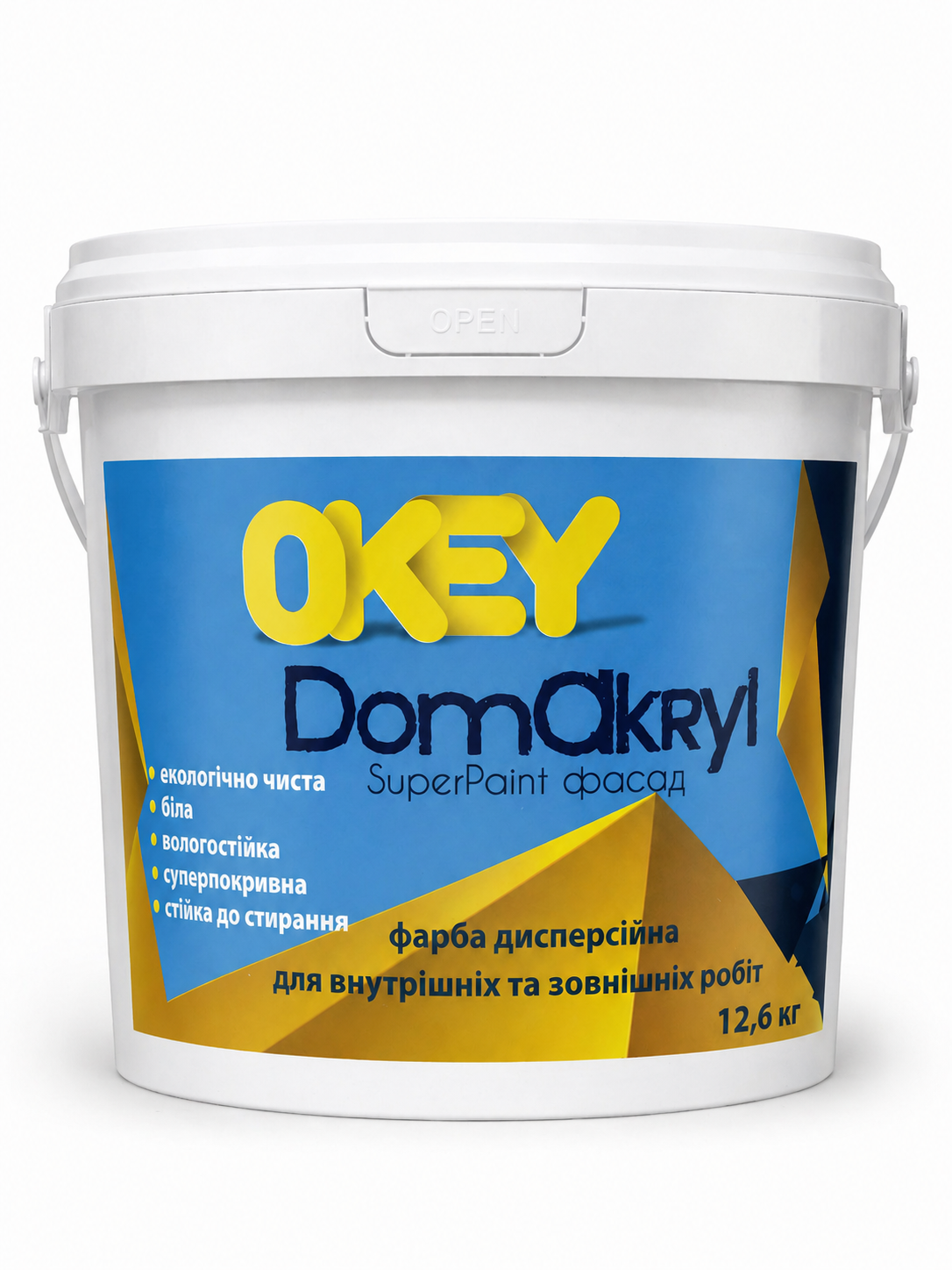 Краска водоэмульсионная для внутренних и наружных работ OKEY DomAcryl 12,6 кг