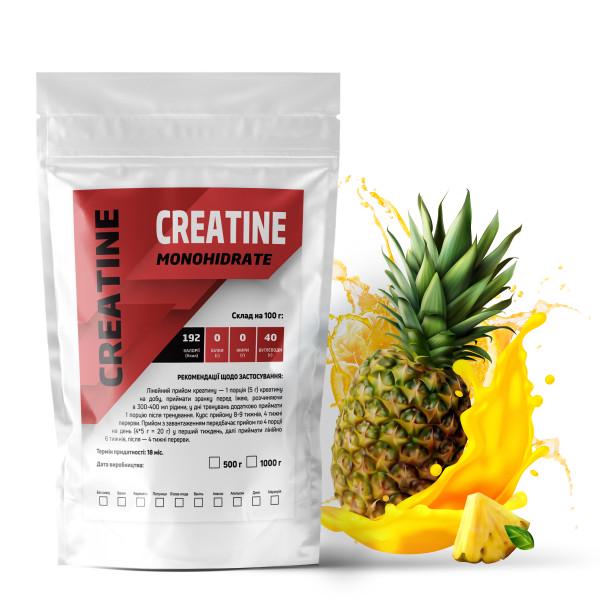 Креатин моногідрат Creatine Monohіdrate 99,9% на 100 порцій 500 г Ананас (21-125-cre-a500.)