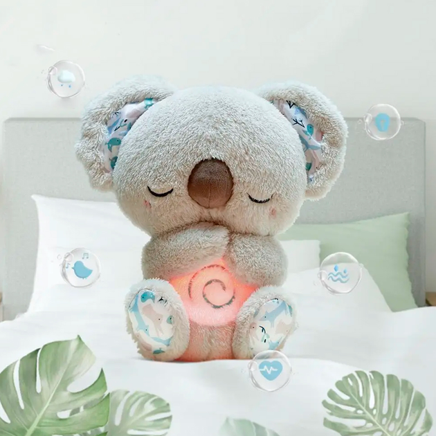 Мягкая игрушка интерактивная Коала дышащая со световыми и звуковыми эффектами 25 см Светло-серый (2117-59) - фото 4