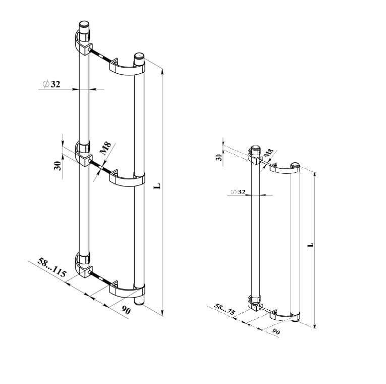 Ручка-скоба офисная ASTEX P-2 L500 D32 RAL9005 Черный - фото 2 Ручка-скоба офисная ASTEX P-2 L500 D32 RAL9005 Черный - фото 2