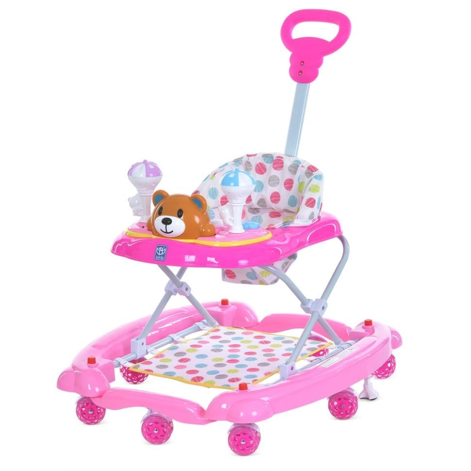 Ходунки Bambi до 15 кг материал комбинированный родительская ручка/коврик 71x64,5x87 см Розовый (KH-156-H-17)