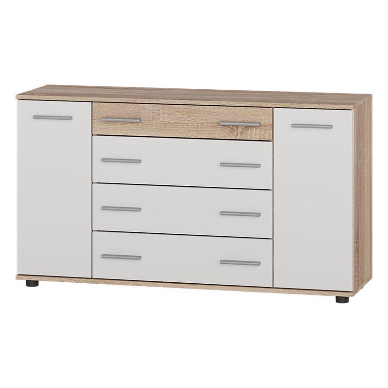 Комод Эверест К 4 телескопические направляющие 130х38х73 см Дуб сонома/Белый (33089767)