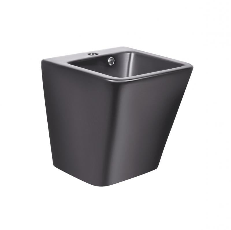 Раковина Qtap Tern подвесная моноблок с донным клапаном 370х410х400 мм Matt Black