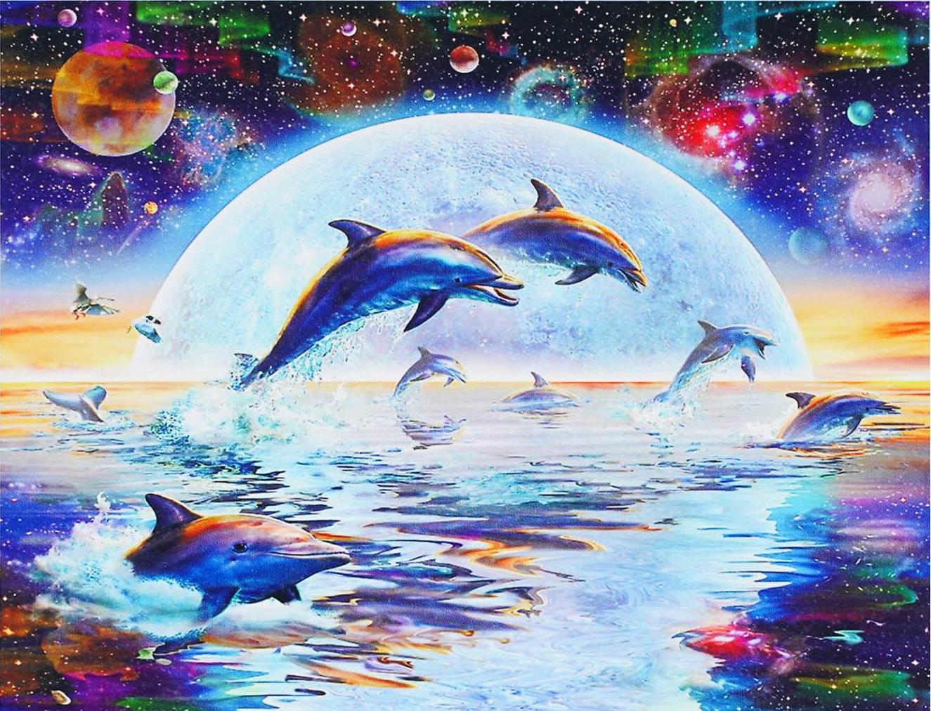 Алмазна мозаїка-картина за номерами TK Group B 78649/30 Дельфіни в коробці 40x50 см (24711028)