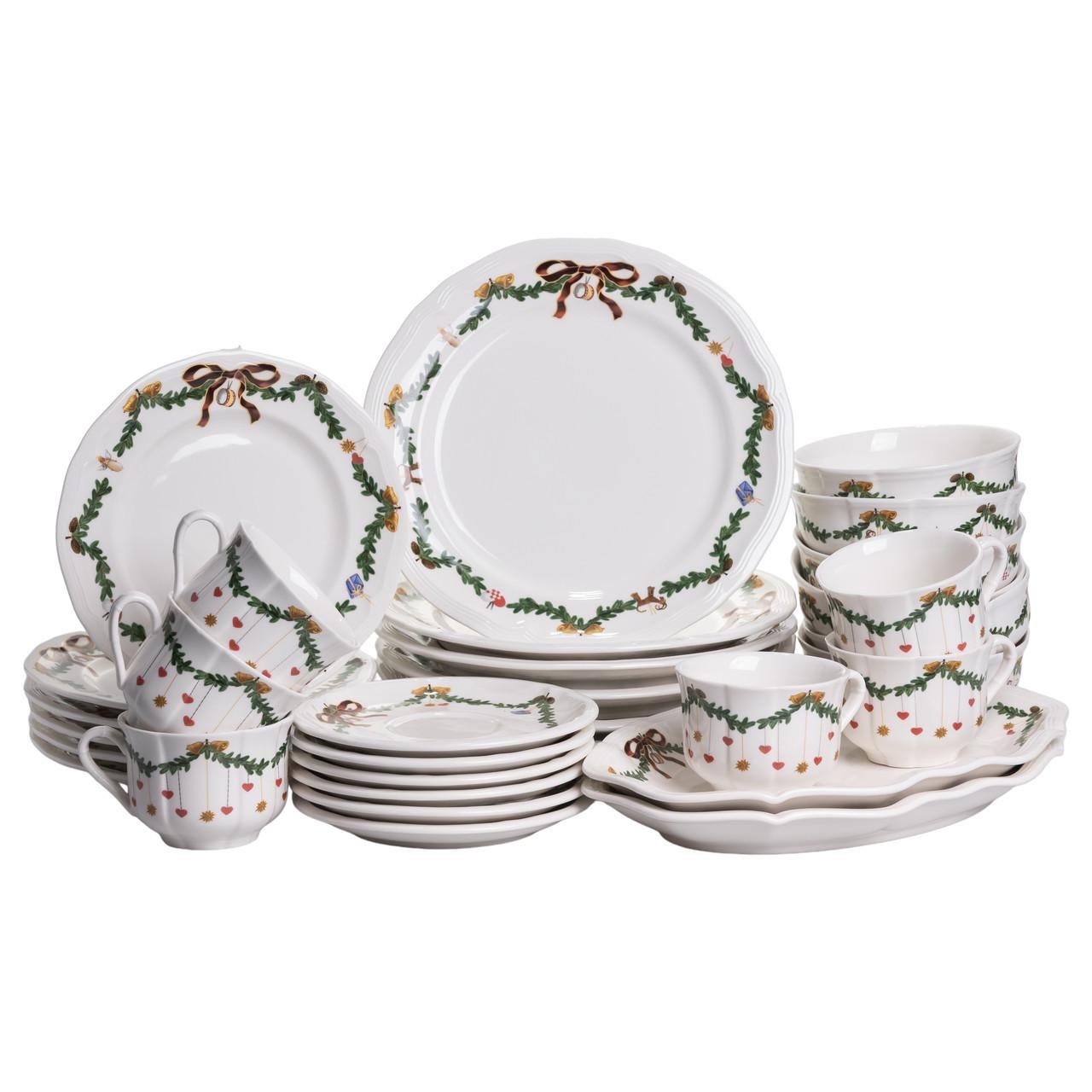 Столовый набор посуды новогодний ROYAL 32 предмета на 6 человек фарфоровый (YY78-11A)