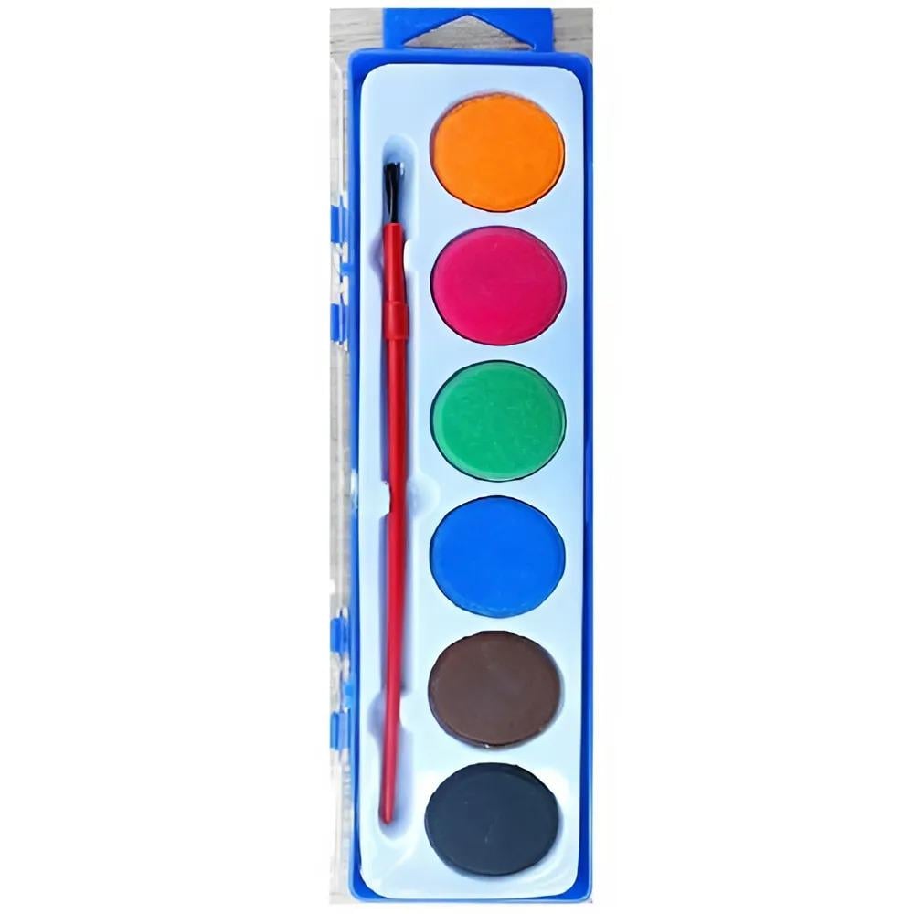 Акварельные краски Stenson WW00566ST сухие 6 цветов с кистью (610277)