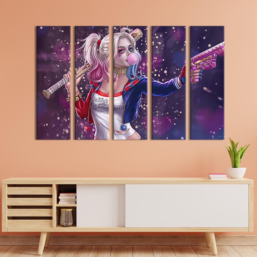 Картина модульная из 5 частей Харли Квинн Марго Робби 155x95 см (714-51)