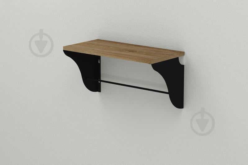 Полка настенная Ferrum-decor Комфи 260x600x240 металл Черный ДСП Дуб Таверна 16 мм (KOM0027)
