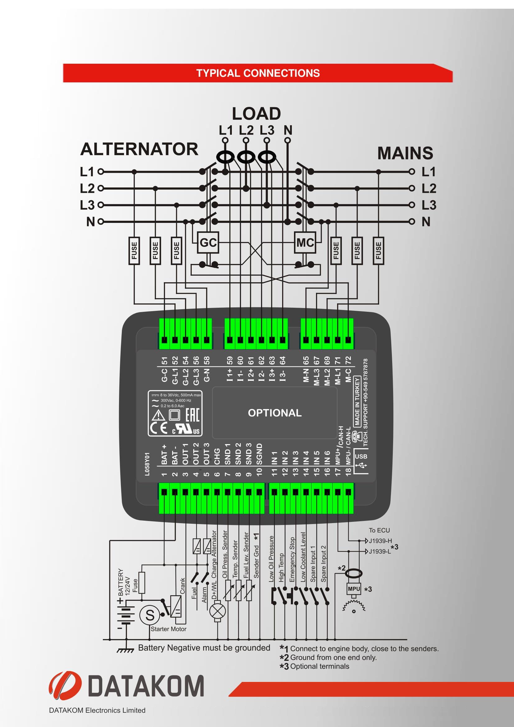 Багатофункціональний контролер генератора DATAKOM D-200-MK2 з J1939 - фото 9