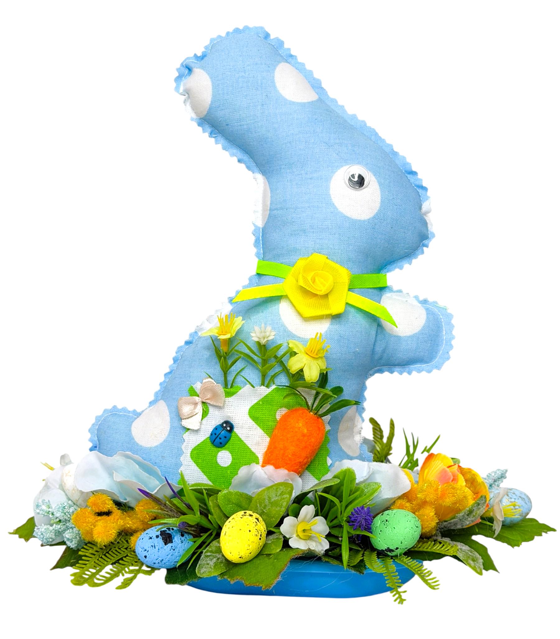 Пасхальная декоративная композиция Кролик текстильный Голубой (248471999)