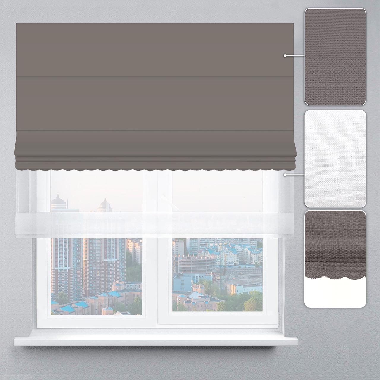 Римская штора день-ночь велюр с ажуром 70х170 см Белый/Антрацитовый