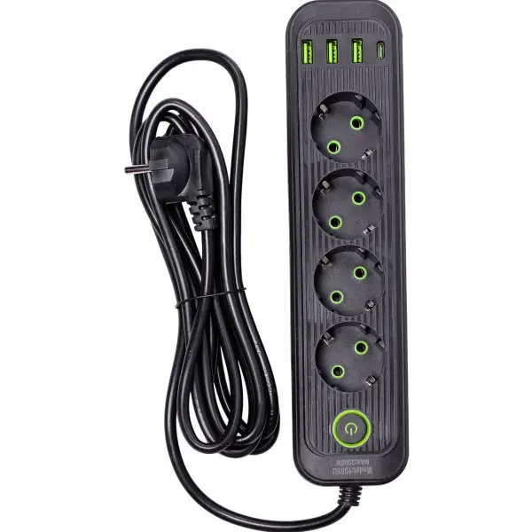 Фильтр-удлинитель сетевой EURO 4 розетки 3 USB 2,8 м Черный (HP-5-13MF) - фото 3 Фильтр-удлинитель сетевой EURO 4 розетки 3 USB 2,8 м Черный (HP-5-13MF) - фото 3