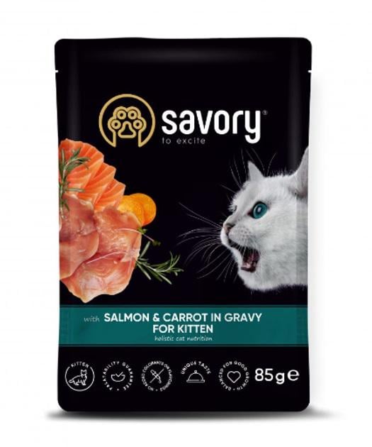 Корм влажный Savory для котят лосось с морковью в соусе 85 г - фото 1