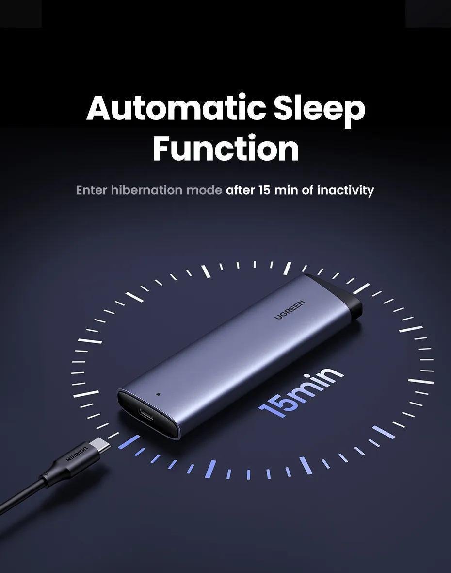 Зовнішній корупус UGREEN для SSD M.2 NVMe/SATA 10 Гбіт/с USB 3.2 Gen 2 UASP TRIM до 8 ТБ Сірий (15813) - фото 5