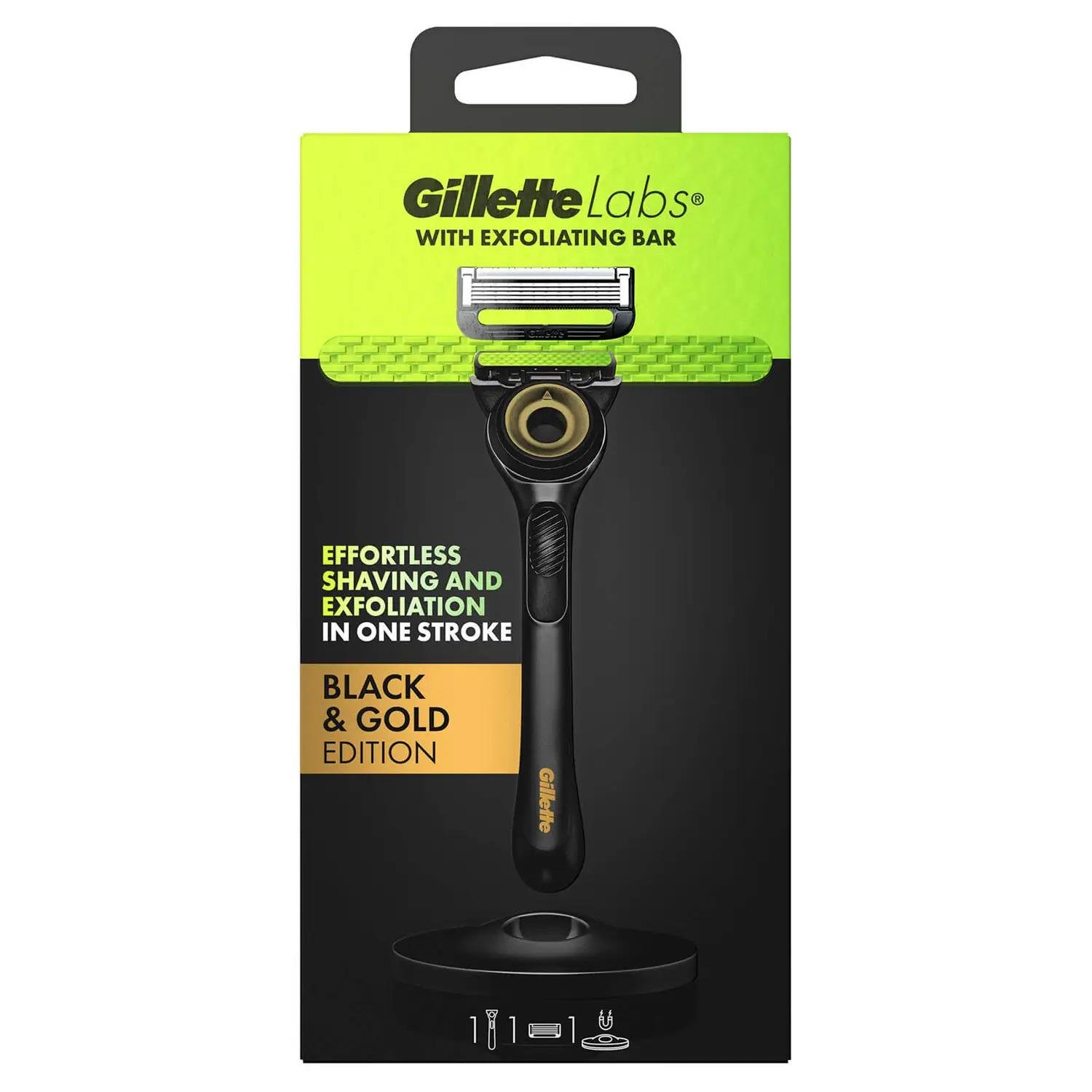 Станок для гоління чоловічий Gillette Labs BLACK AND GOLD edition 5 лез + 2 картриджа з підставкою та кейсом - фото 7