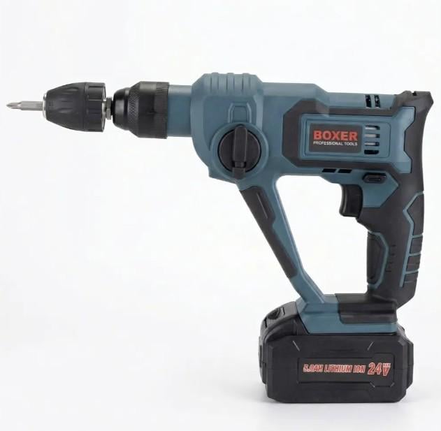 Перфоратор акумуляторний Boxer SDS-Plus 20,4 В з двома акумуляторами 3,0 А/год кейс набір свердел