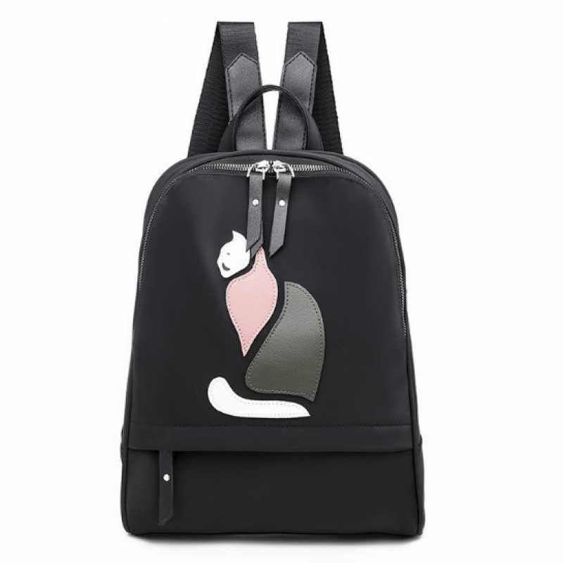 Рюкзак жіночий міський з котиком 35х26х10 см Чорний (627)