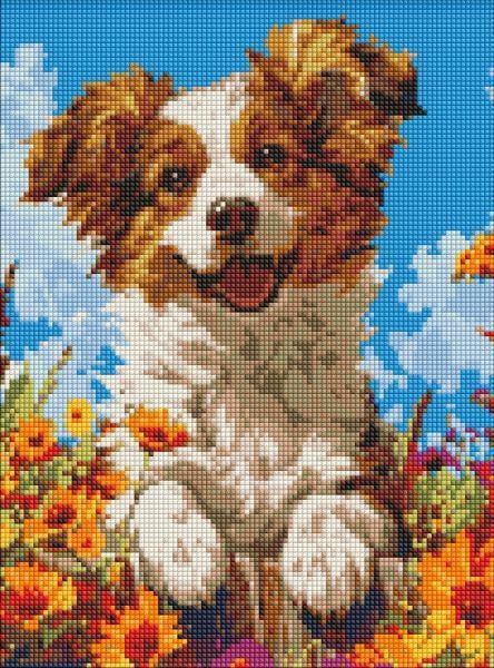 Алмазная мозаика Ideyka Собака в цветах 30x40 см (Id-AMO20015)
