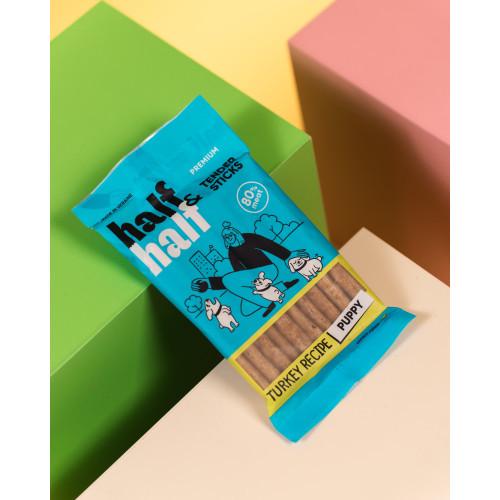 Ласощі для цуценят Half&Half у формі м'ясних паличок з індичкою 100 г - фото 4