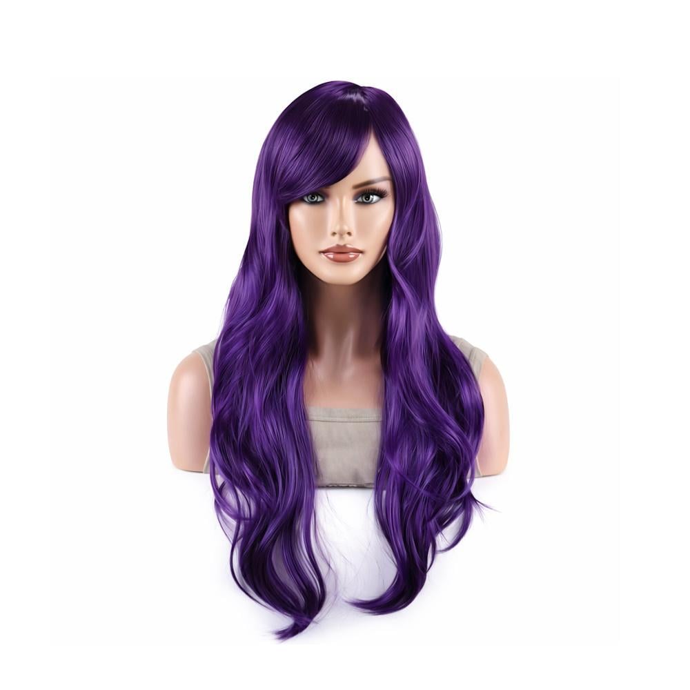 Перука жіноча довга з чубчиком на сітці 70 см Глибокий Фіолетовий (3000004156)