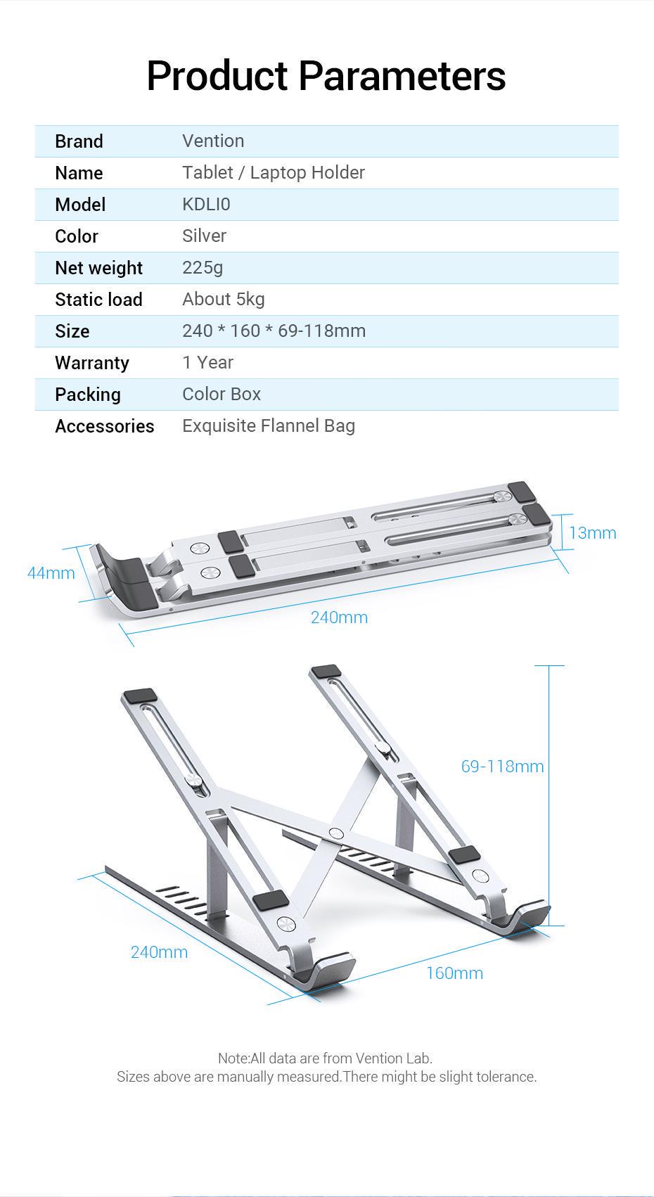Підставка Vention для ноутбуку металева складана Сірий (KDLI0) - фото 10 Підставка Vention для ноутбуку металева складана Сірий (KDLI0) - фото 10
