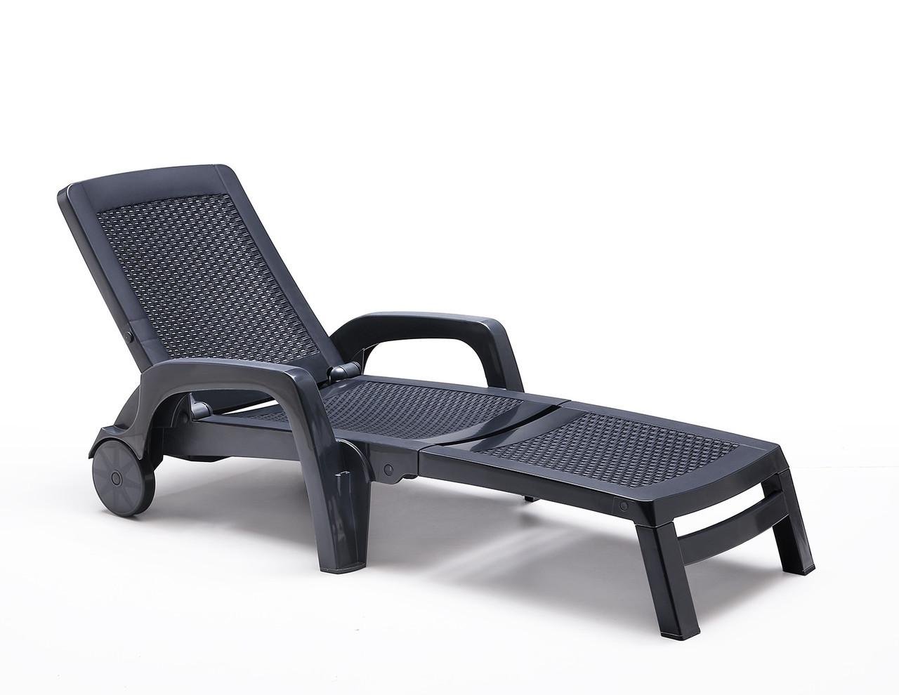 Шезлонг пластиковий Bica Miami 190х70х46 см Графітовий