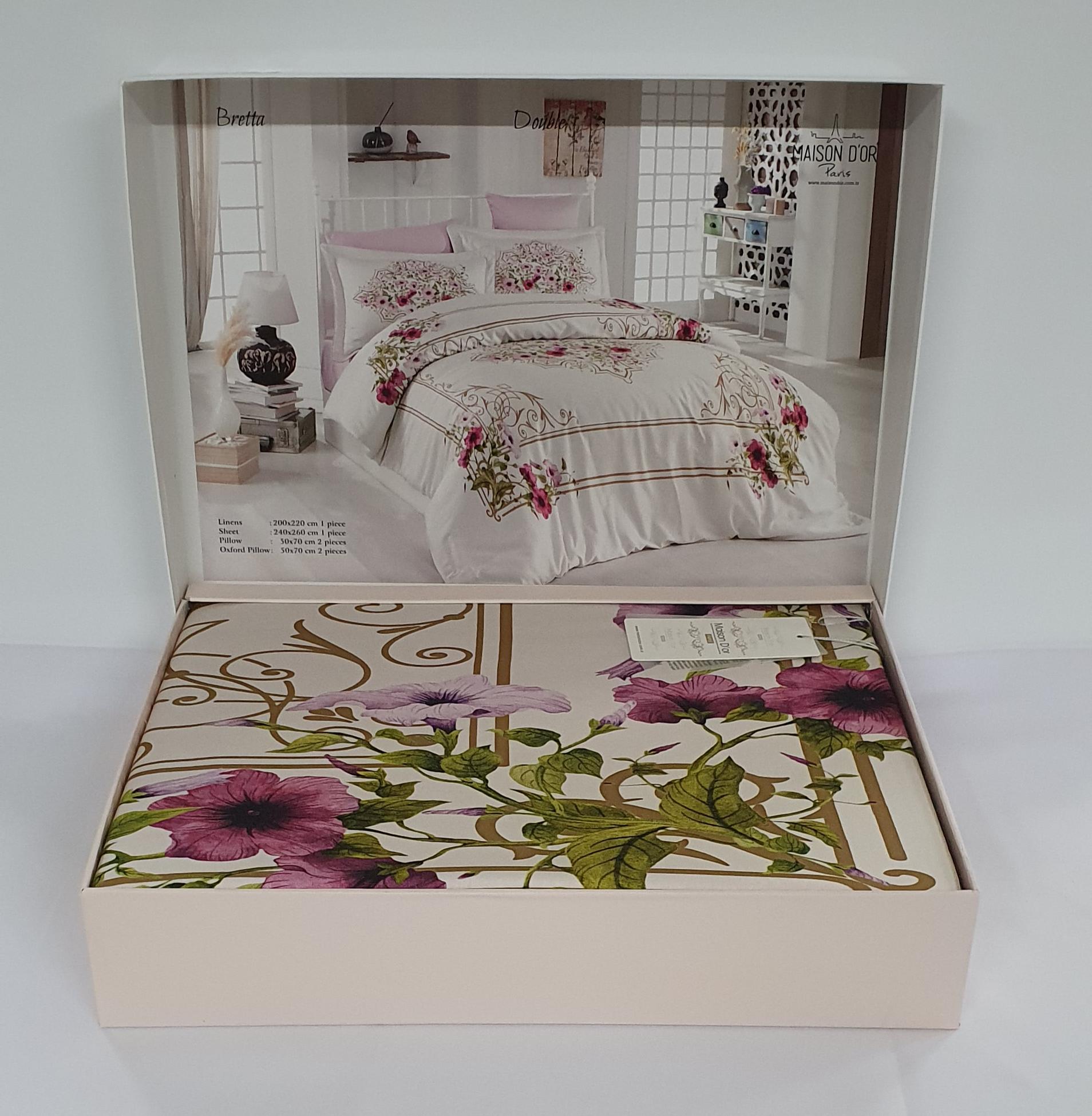 Комплект постельного белья Maison D'or Cатин 200х220 Bretta/Krem Rose (02MD200220SkBretta21)