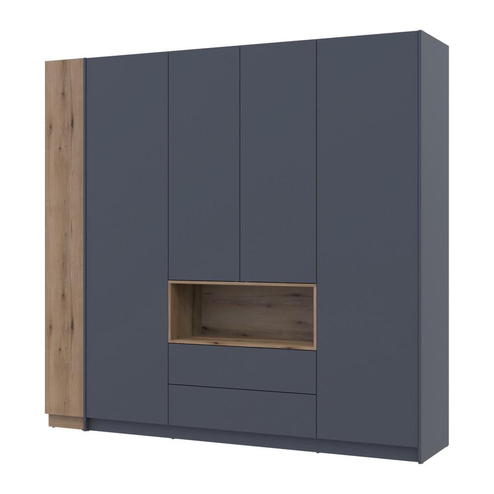 Шкаф с нишей и этажеркой Doros Дейл DRS-011738 4ДСП 234х52х220 см Графит/Дуб Эвок (42005158)