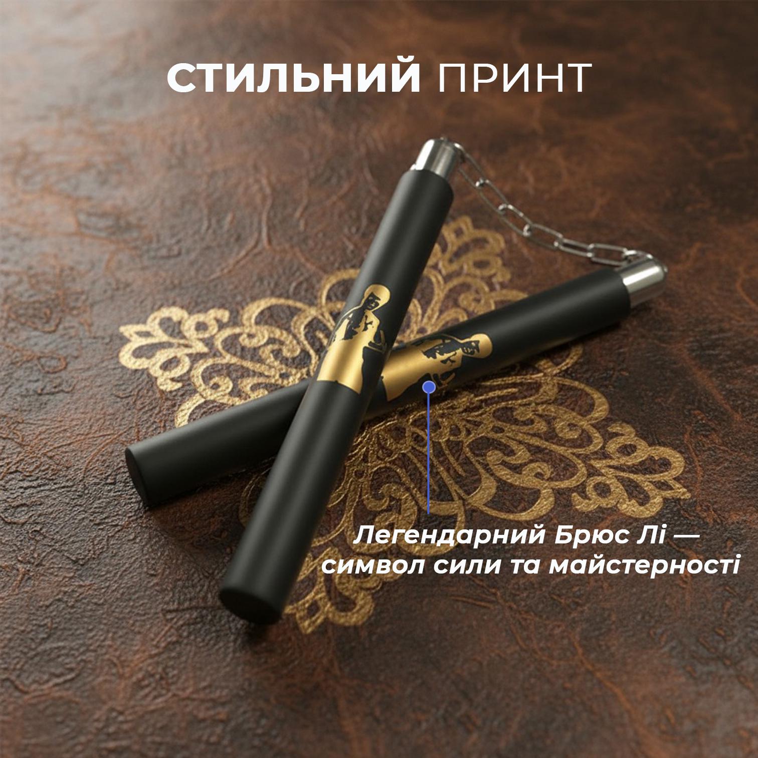 Нунчаки тренировочные Univerza Брюс Ли с цепью неопреновым покрытием для начинающих Черный - фото 6 Нунчаки тренировочные Univerza Брюс Ли с цепью неопреновым покрытием для начинающих Черный - фото 6