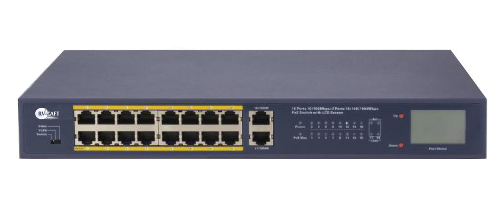 PoE-коммутатор RV-ZPL16AFm-2UP 16 портов и 2 UpLink с LCD-дисплеем (34713261)
