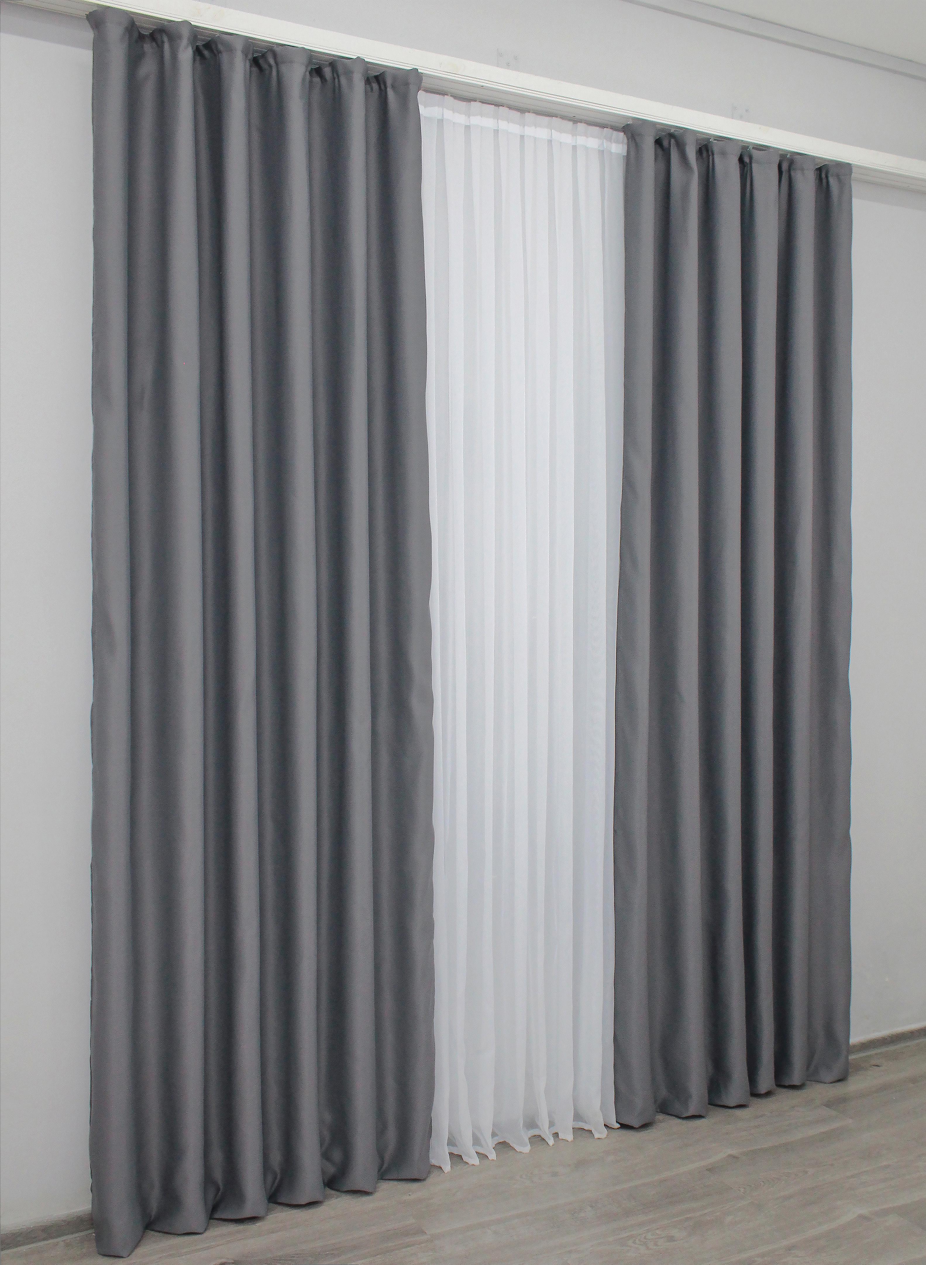 Комплект готових штор VR-Textil Блекаут Bagema Rvs №1241ш 200х270 см 2 шт. Темно-сірий (32-053) - фото 3