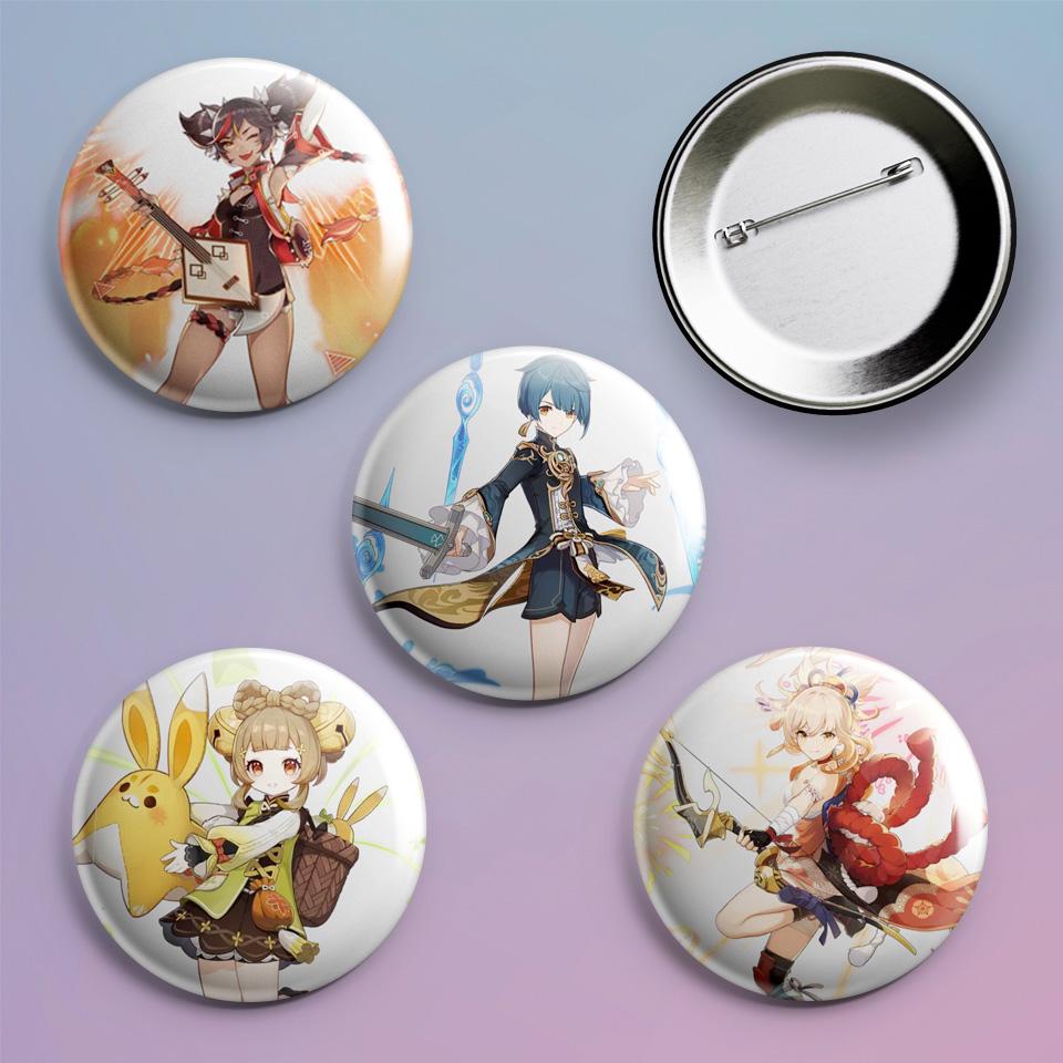 Значки на рюкзак с принтом игры Genshin Impact "15 4 шт.