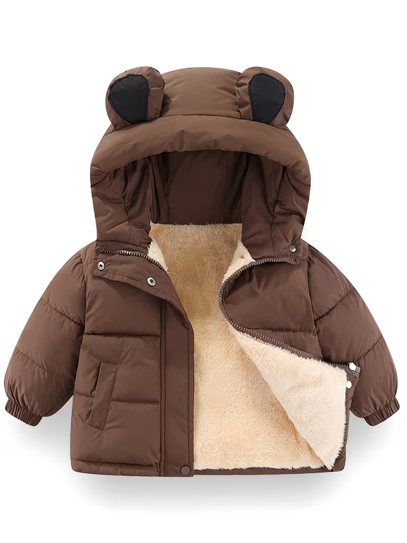 Куртка дитяча зимова з капюшоном та вушками коротка 86-92 см (2889201347)