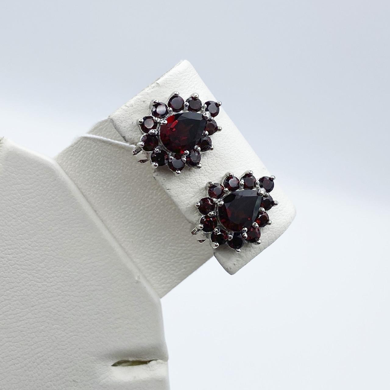 Серьги серебряные с гранатом 4,76 г (2030046490)