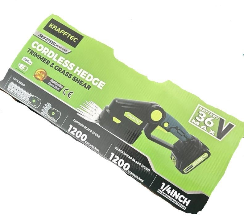 Аккумуляторные ножницы кусторез Krafftec 2 в 1 два аккумулятора/зарядное устройство/пластиковый кейс (28150465) - фото 2 Аккумуляторные ножницы кусторез Krafftec 2 в 1 два аккумулятора/зарядное устройство/пластиковый кейс (28150465) - фото 2