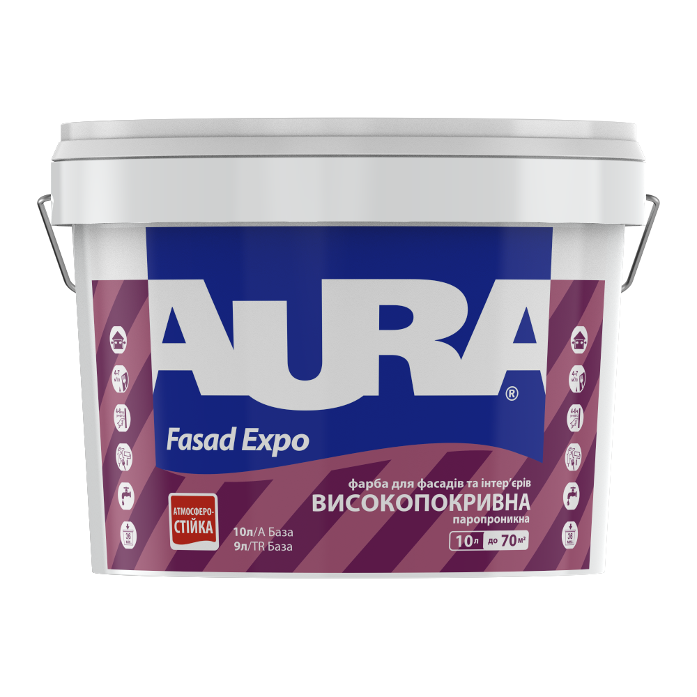 Краска акриловая фасадная Aura FASAD EXPO под тонировку прозрачную В3 9 л (1777523885)