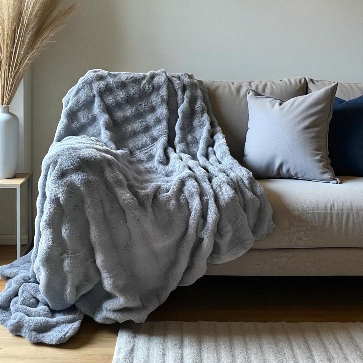 Плед корейский стиль Колоко Кролик евро 200х230х5 см Серый (40366)